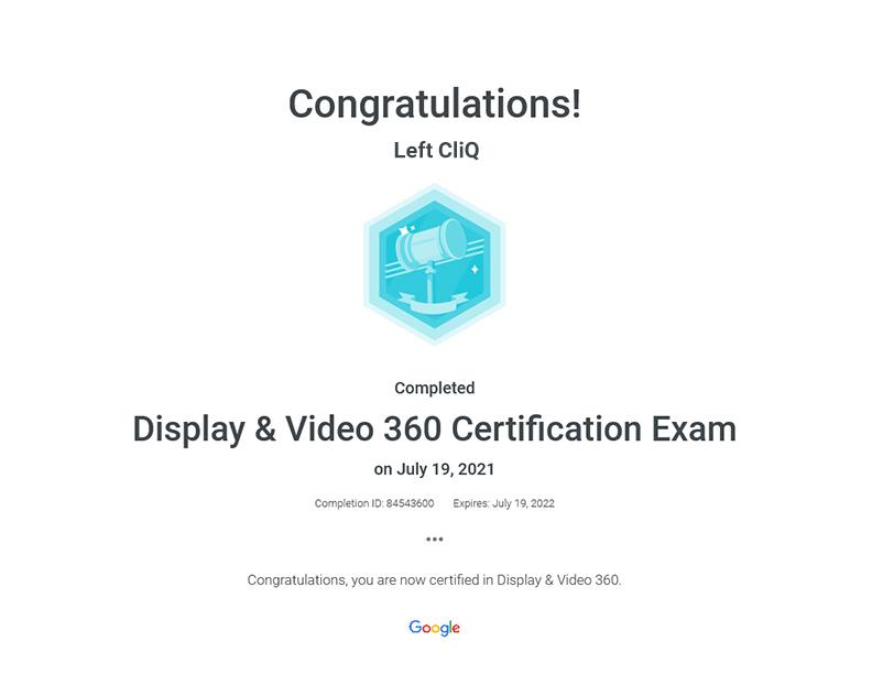 Display Video 360 Certification Exam Google
