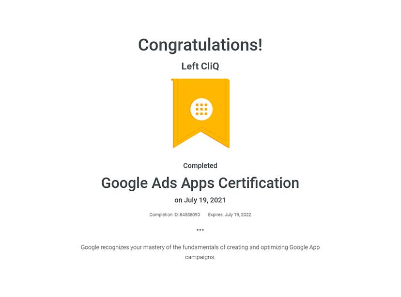 Google Ads Apps Certification Google